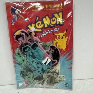 Alpi Pokemon Glow In The Dark Starter Pack 16 Pieces With Adhesive Nintendo 1999